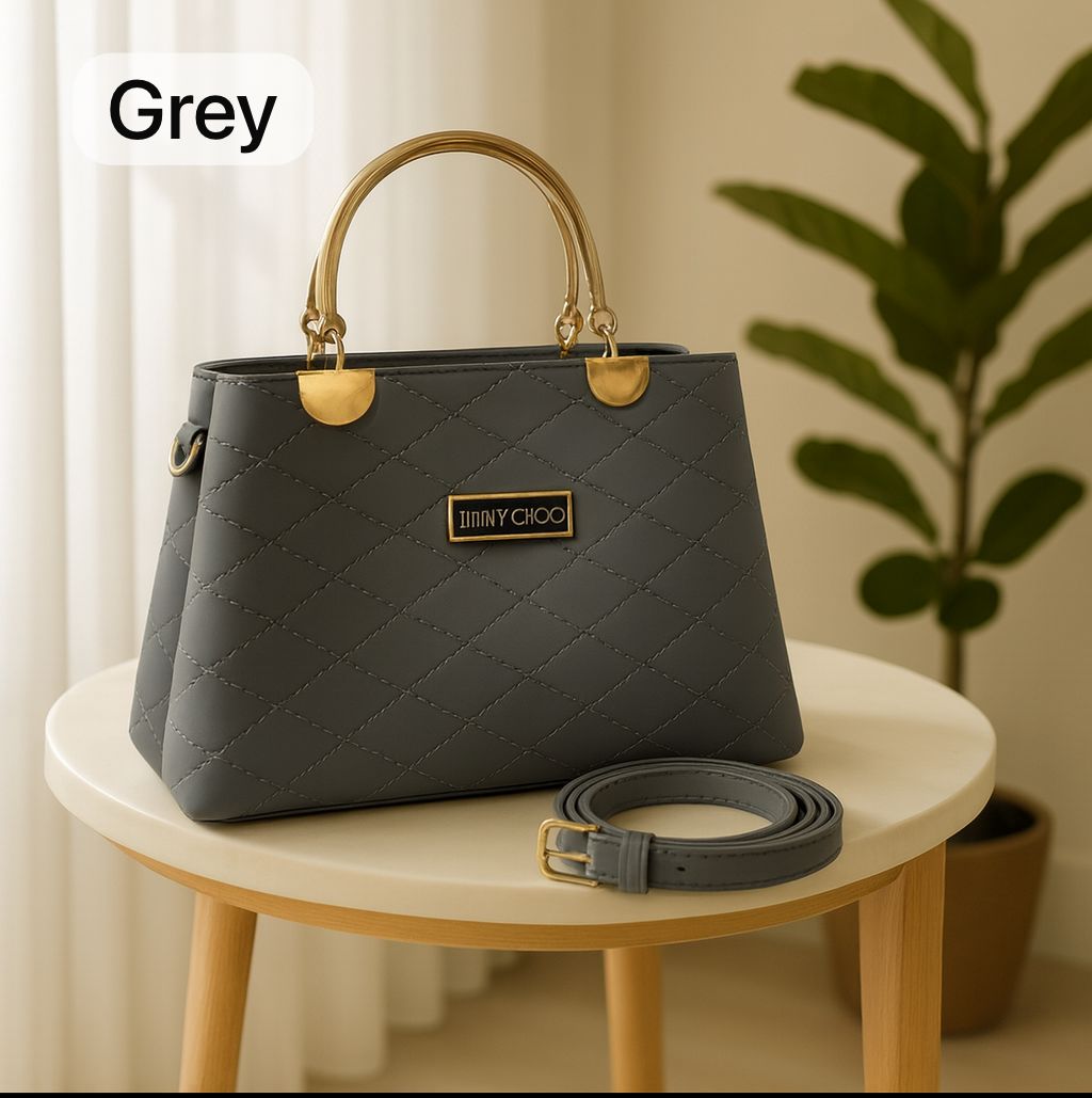 Premium Quilted Faux Leather Handbags with Golden Metal Handles