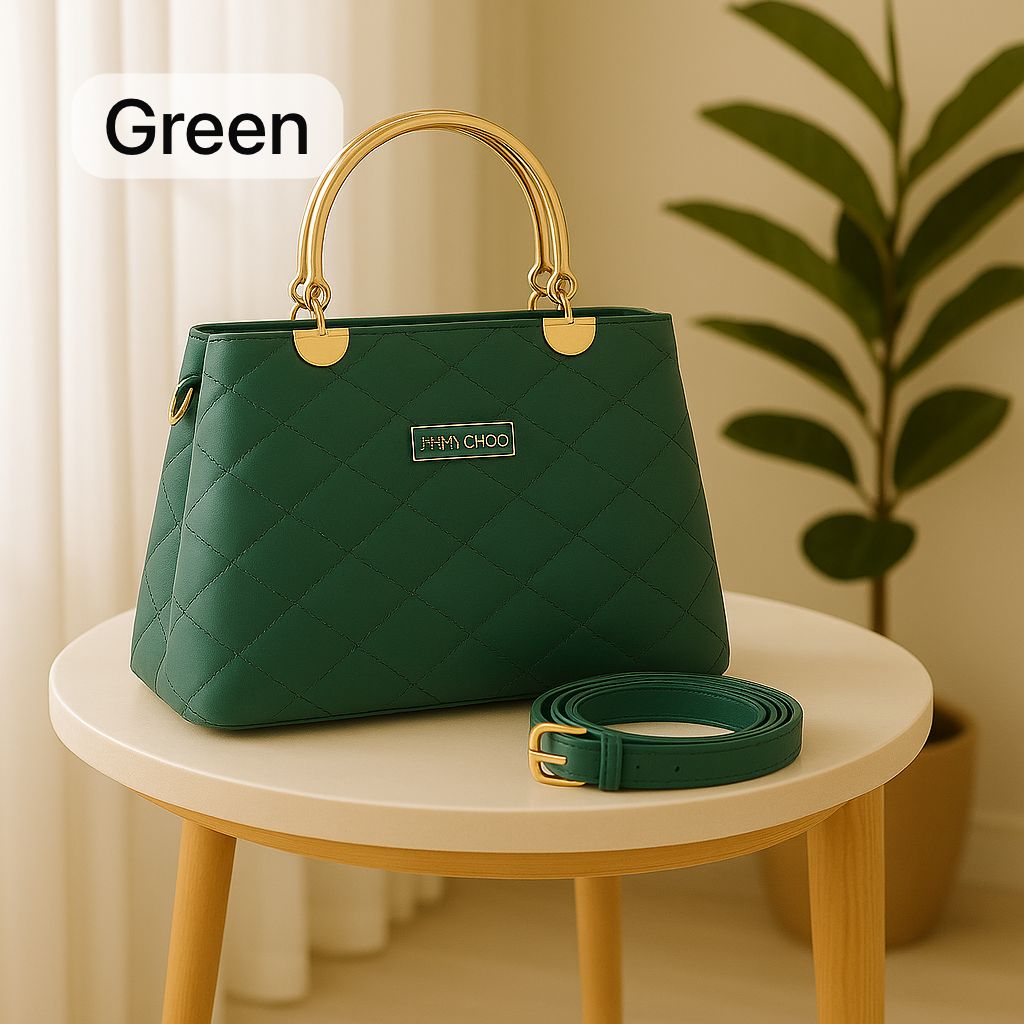 Premium Quilted Faux Leather Handbags with Golden Metal Handles