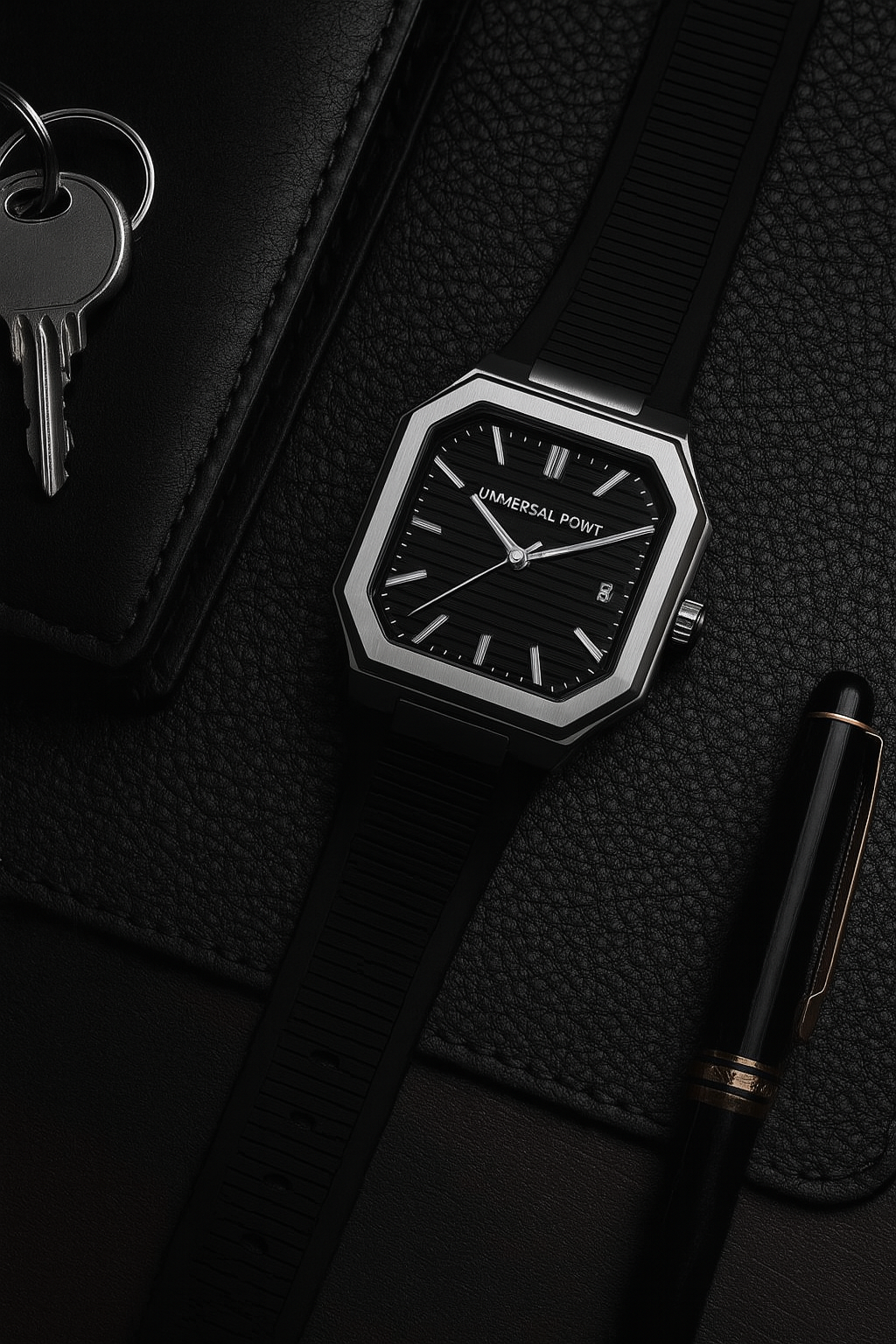 Universal Point UP 1988 – Square Dial Leather Strap Watch