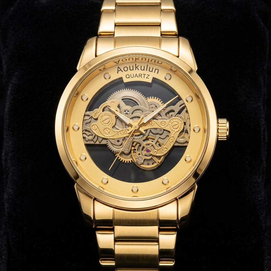 Luxury Skeleton Dial Quartz Watch For Men