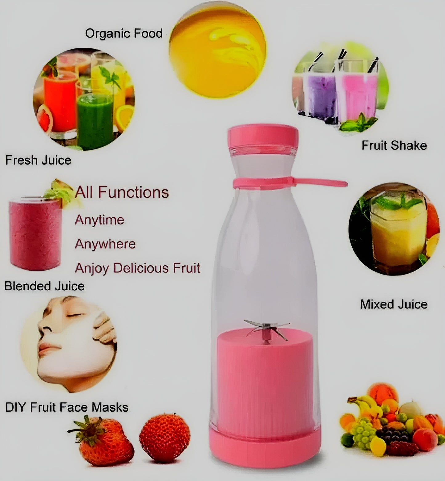 Mini Portable Blender Rechargeable Electric Fruit Juicer Mixers Rechargeable