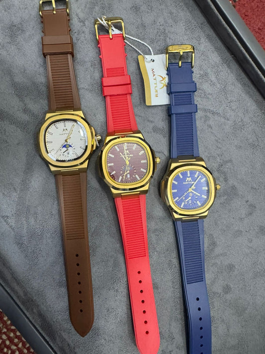 Matturi Fashion Luxury Sports Wristwatch Gold Plated Case